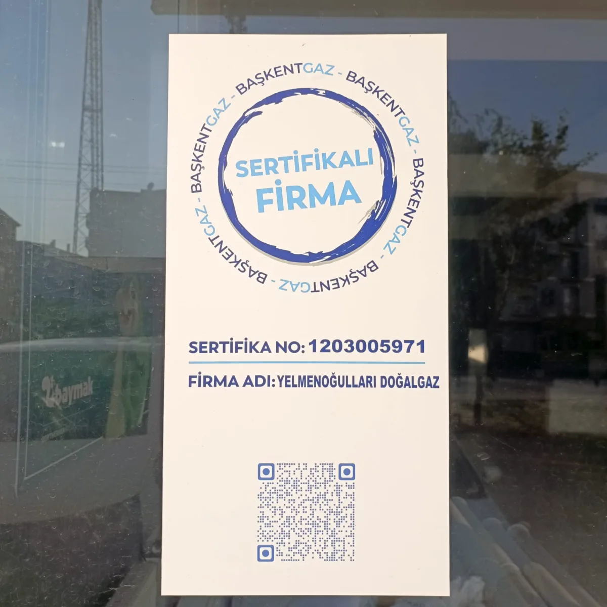 Yelmenoğulları Doğalgaz Başkentgaz sertifikalı firma belgesi